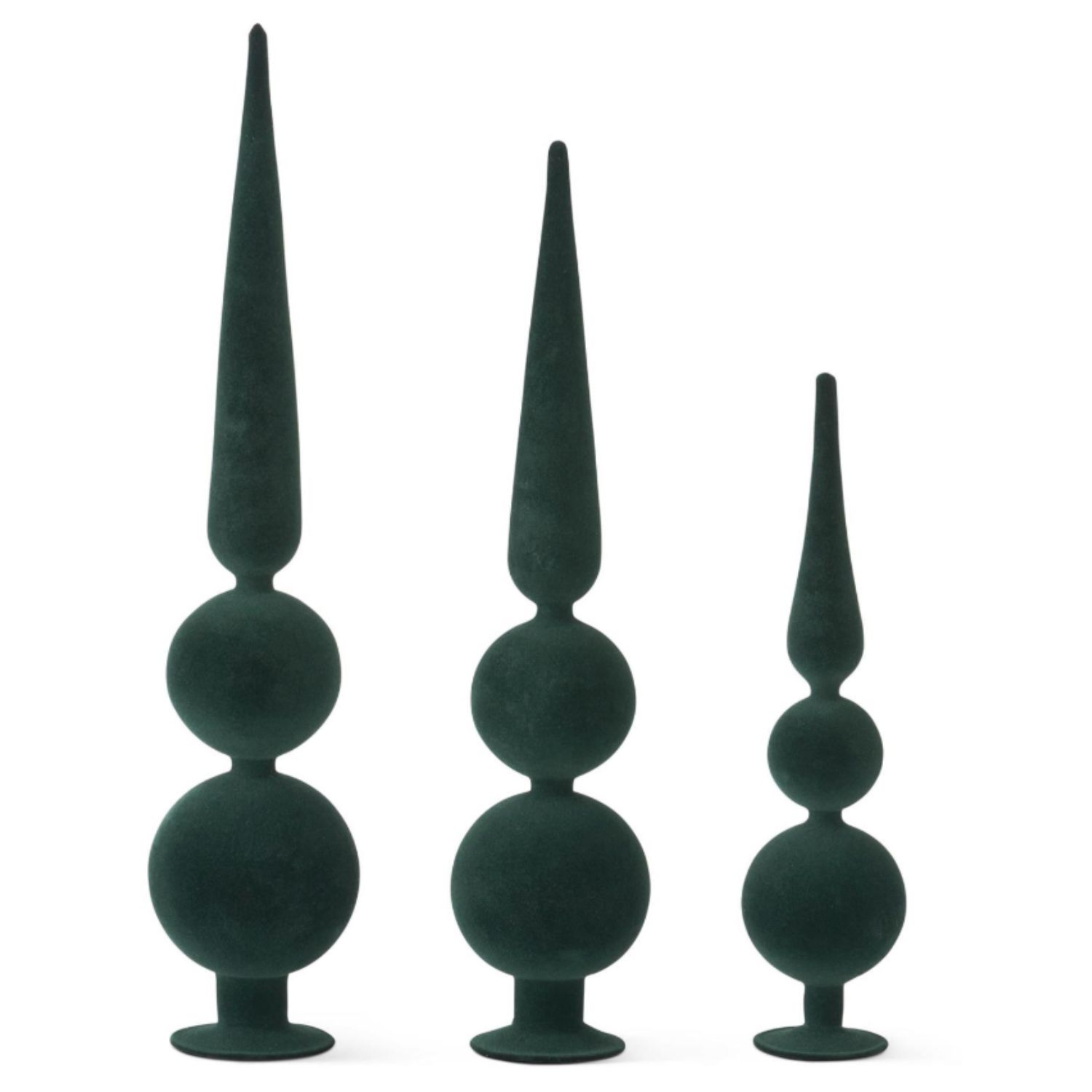 Green Glass Velvet Finials- 3 Sizes