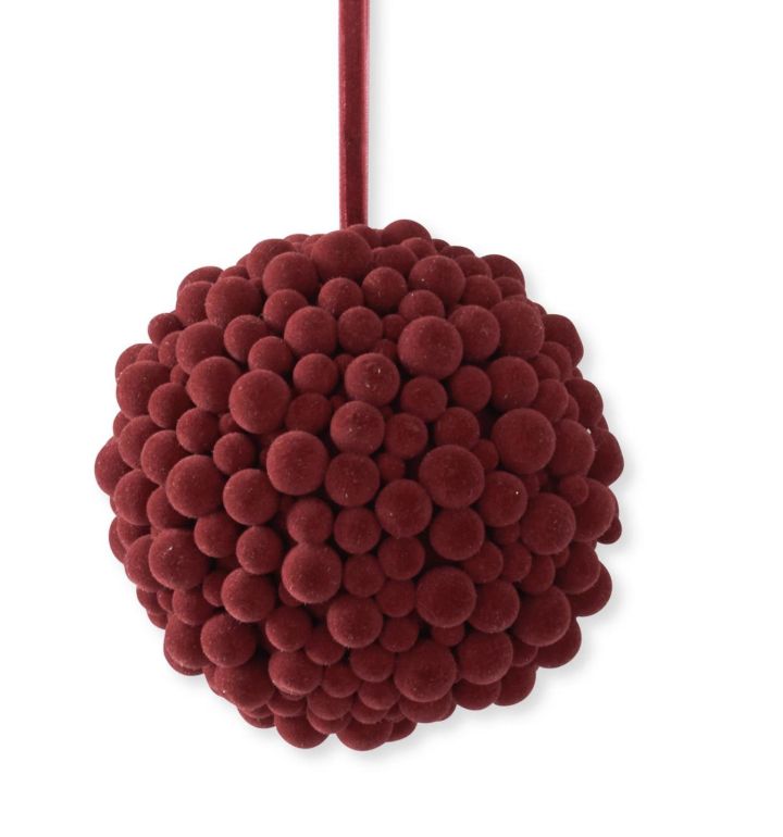 4.75&quot; Burgundy Pompom Ornament