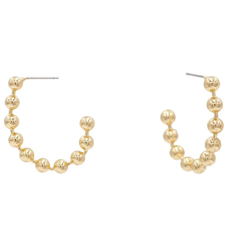 Gold Ball Chain Oval Hoop 1.5" Earring