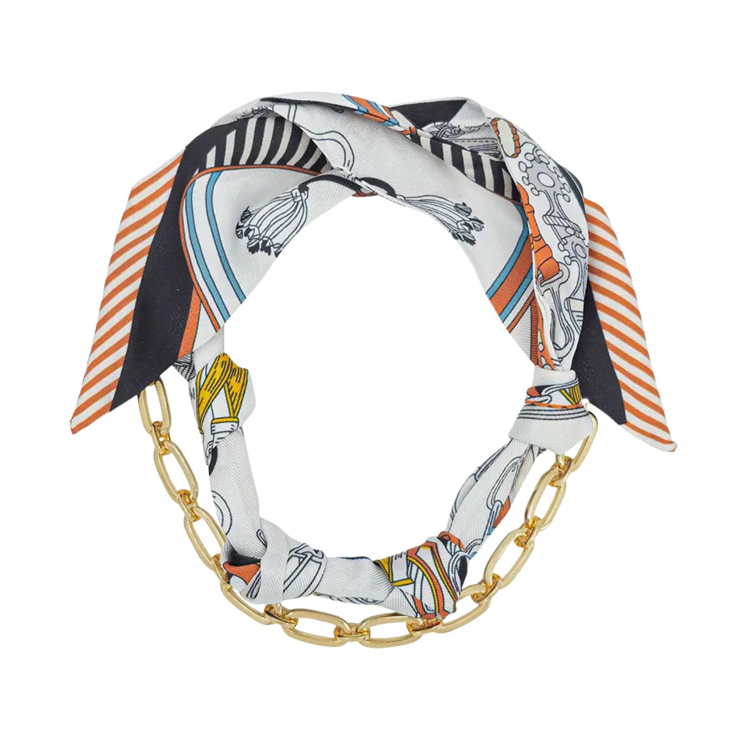 Knotted Scarf Necklace with Gold Chain