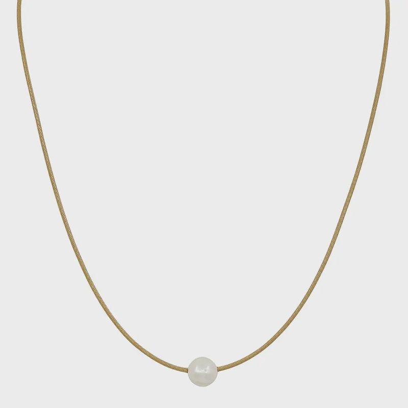 Natural Leather Cord with Freshwater Pearl Pull String Necklace
