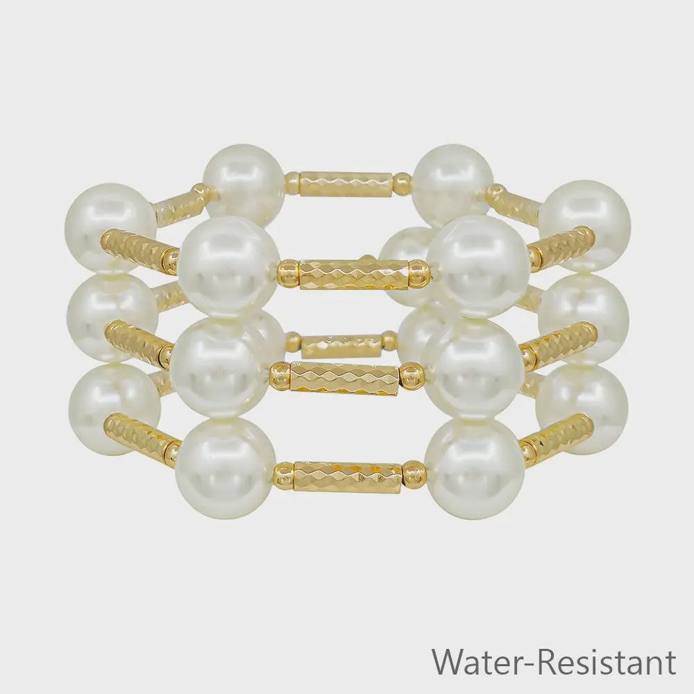 Set of 3 Pearl Beaded Bracelet Set