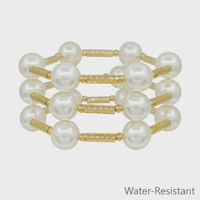 Set of 3 Pearl Beaded Bracelet Set