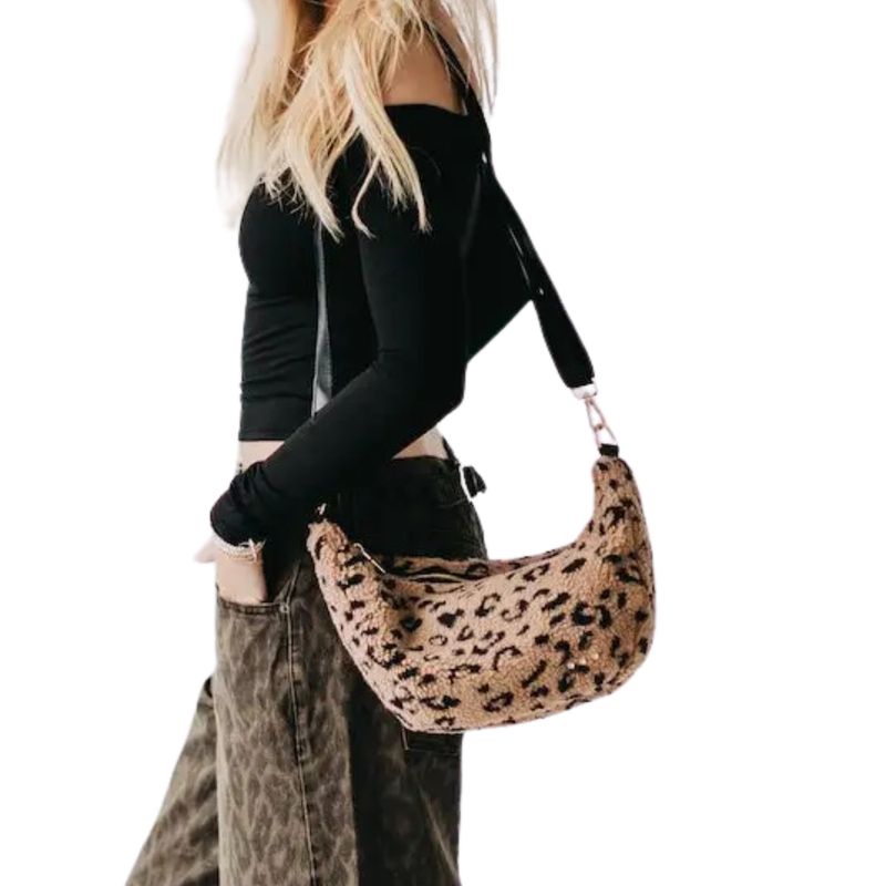 Shirley Sherpa Crossbody Bag- Leopard