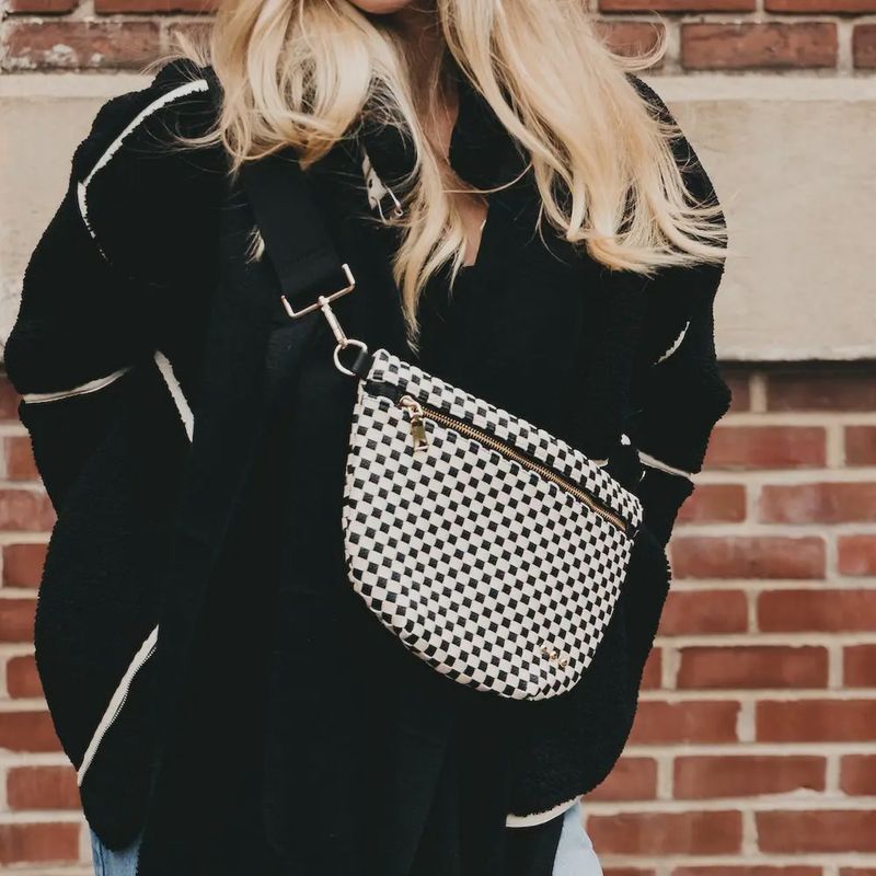 Westlyn Woven Bum Bag- Black Checkered