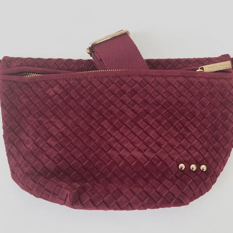 Suede Westlyn Woven Bum Bag- Burgundy