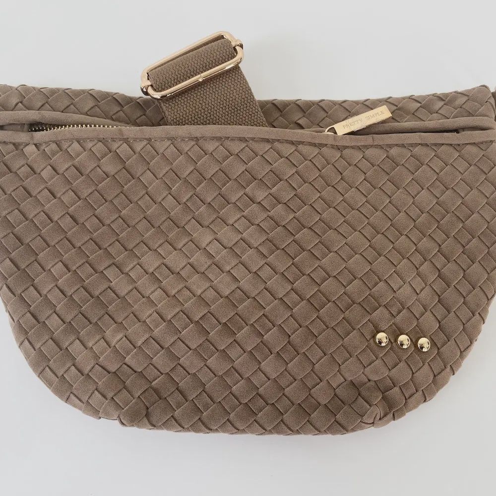 Suede Westlyn Woven Bum Bag- Taupe