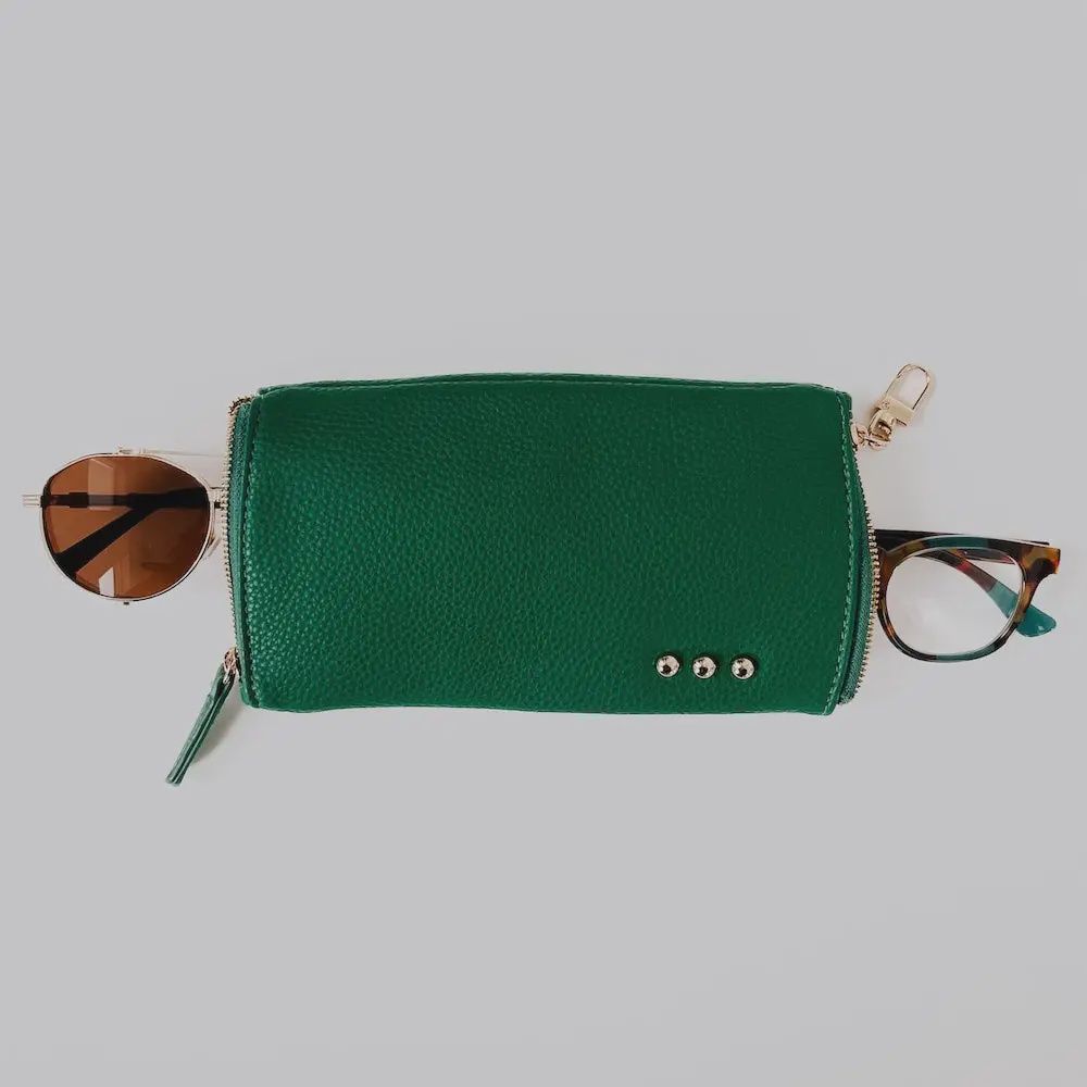 2 in 1 Glasses Case Holder- Green