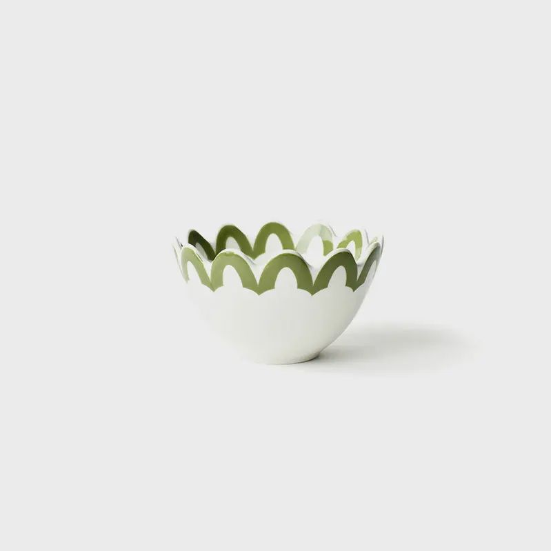 Olive Arabesque Trim Scallop Small Bowl