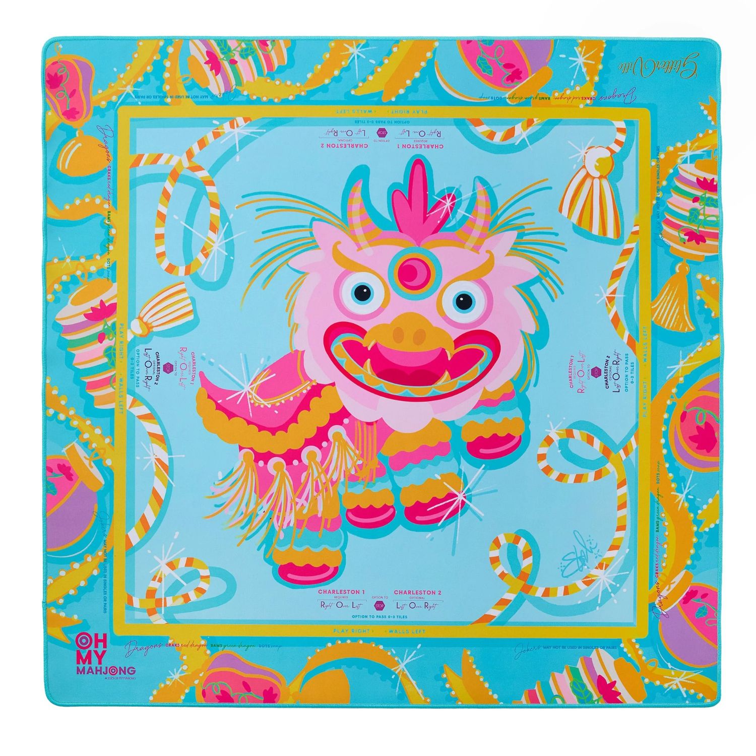 Mahjong Mat | Glitterville Pink Dragon