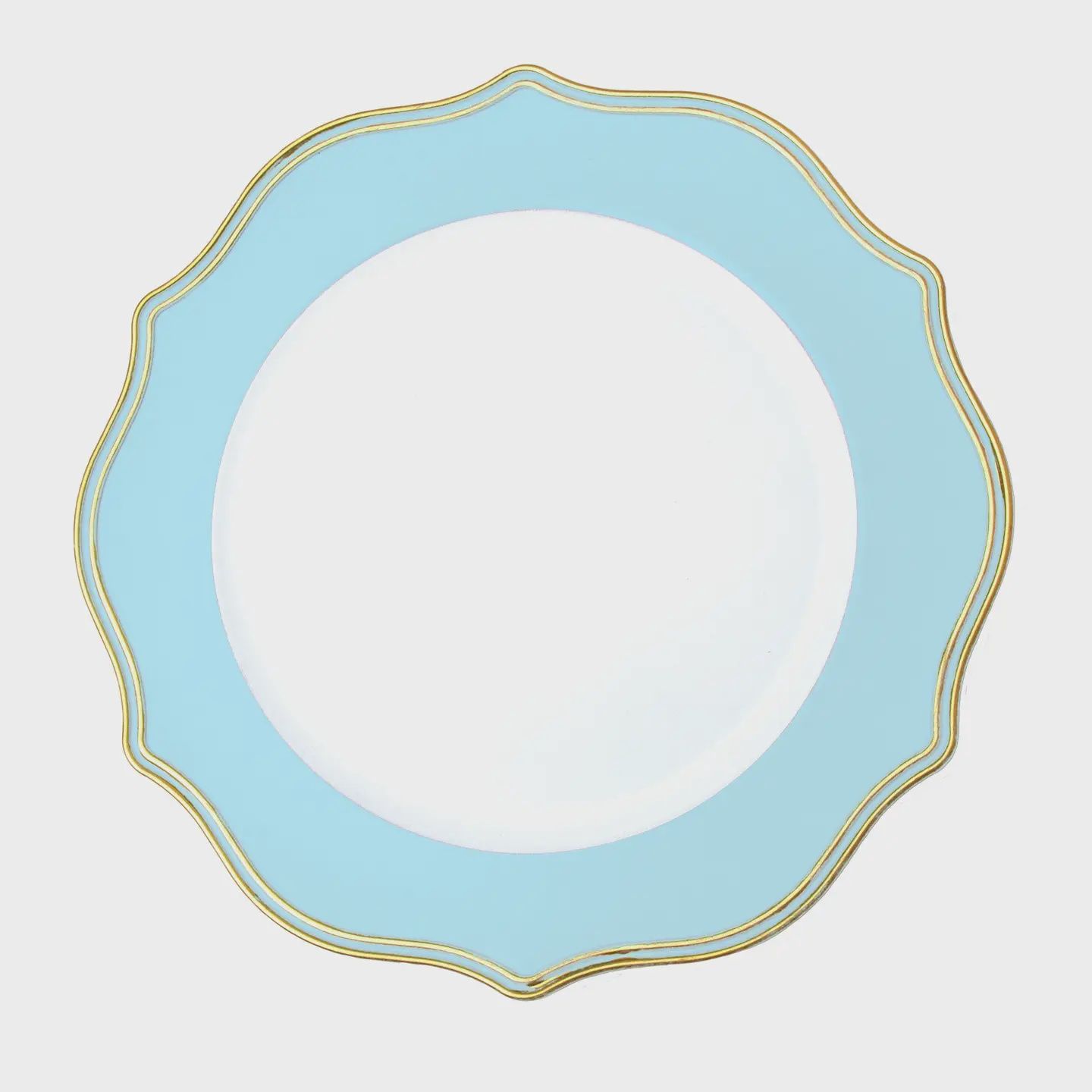 Blue with Gold Trim Scalloped Charger- 13"