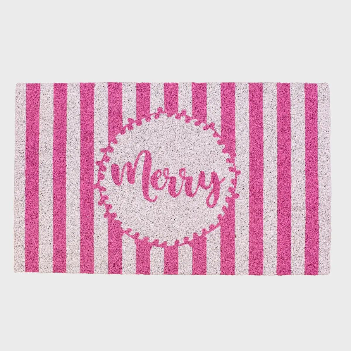 Merry Pink Stripe Doormat