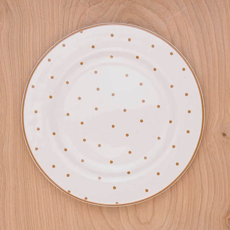 Gold Polka Dot Plate- 8"