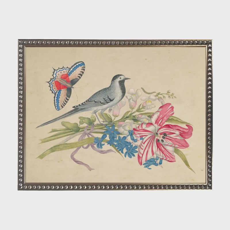 16 x 12 Grey Bird On Distressed Background