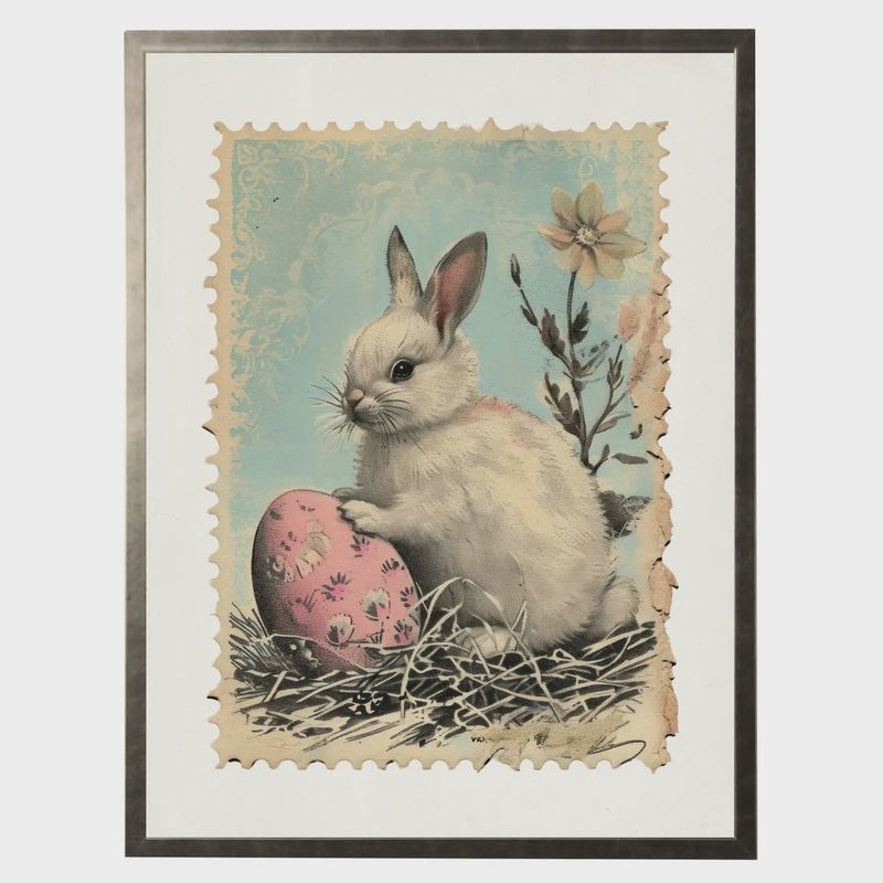 8 x 10 Vintage Bunny with Egg Print
