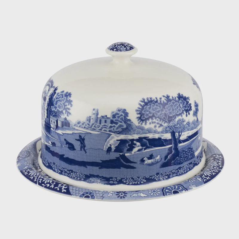 Spode Blue Italian 2 Piece Serving Platter with Dome 11.5