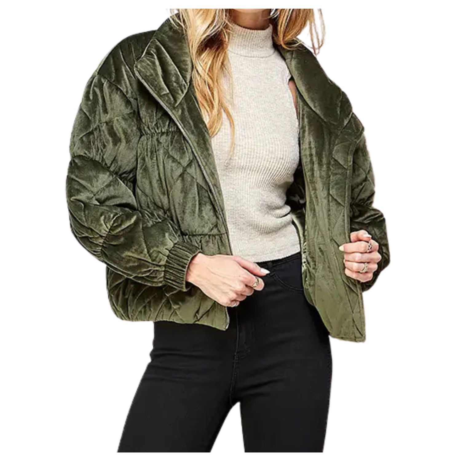Arlowe Quilted Puffer Jacket- Green