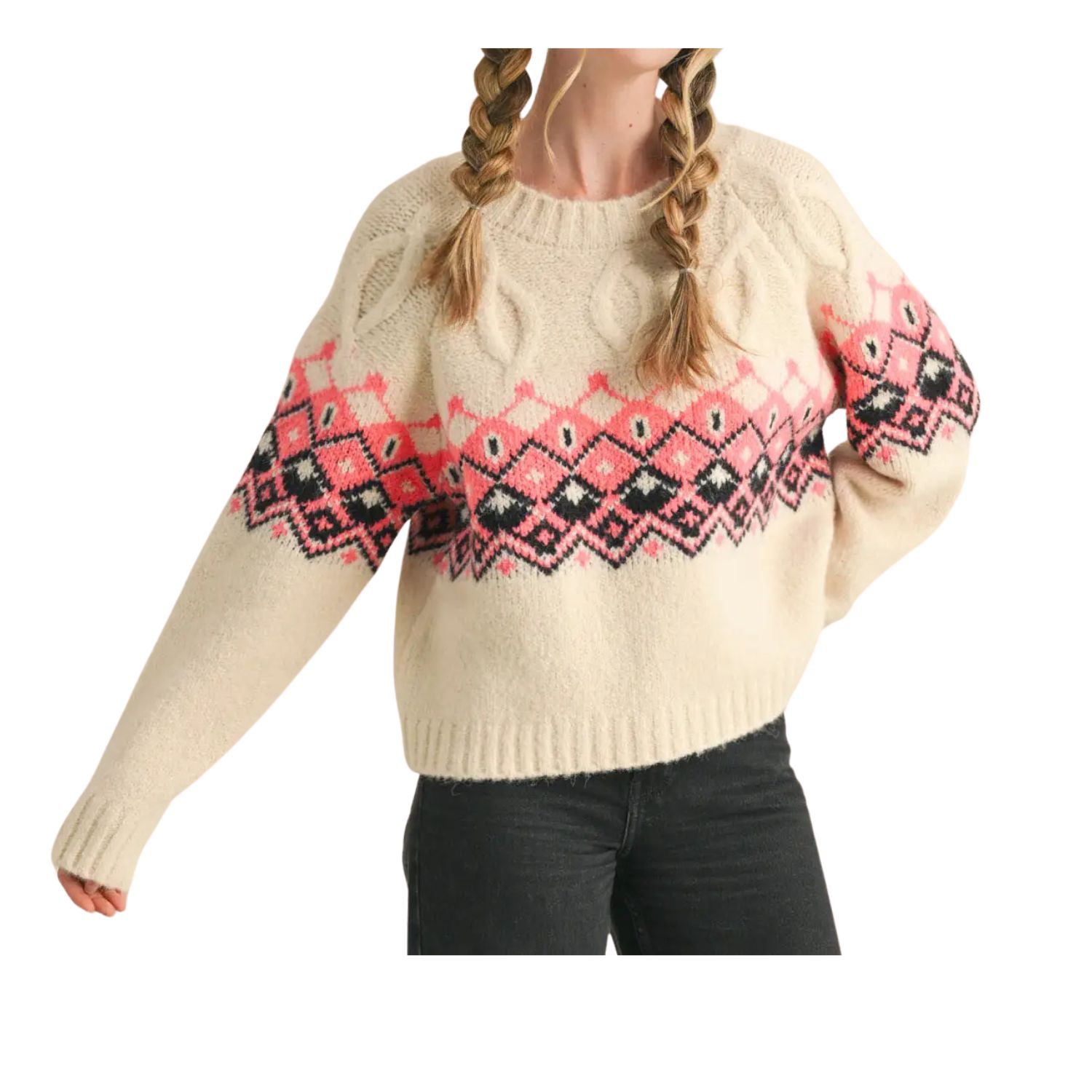 Cable Knit Fair Isle Sweater