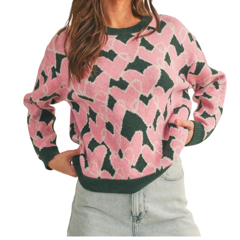 Heart Knit Pullover Sweater