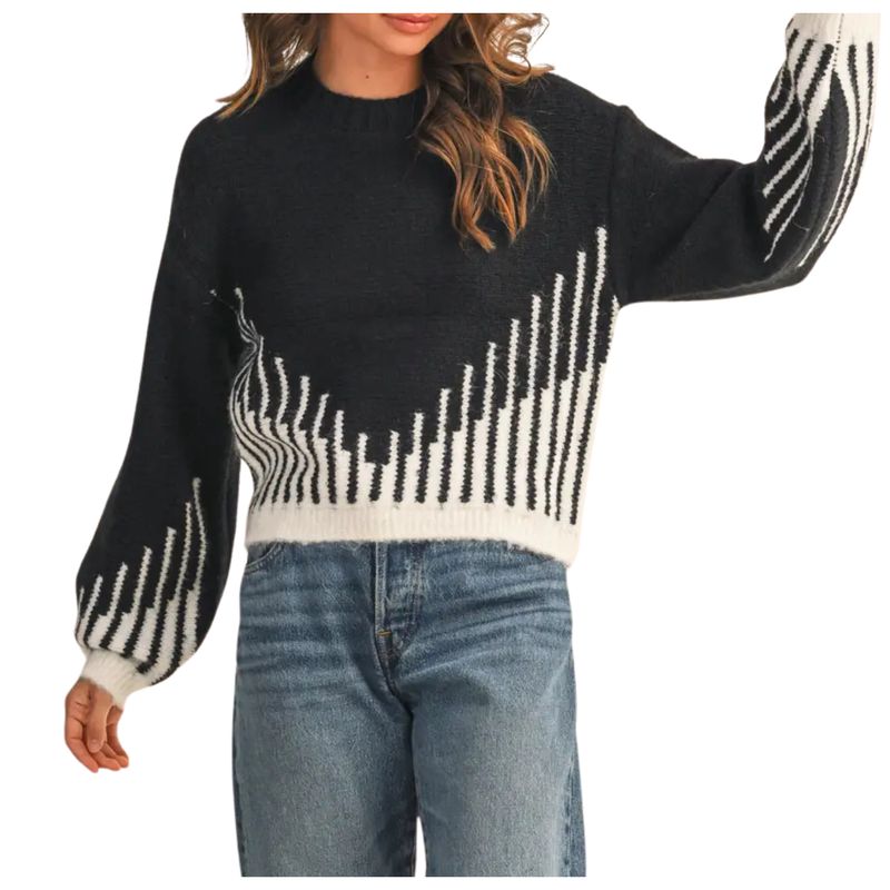 Long Balloon Sleeve Pullover Sweater