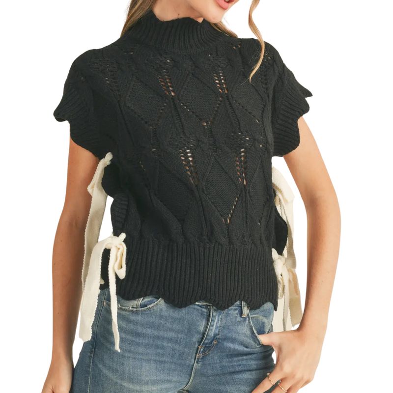 Mock Neck Cropped Sweater Vest