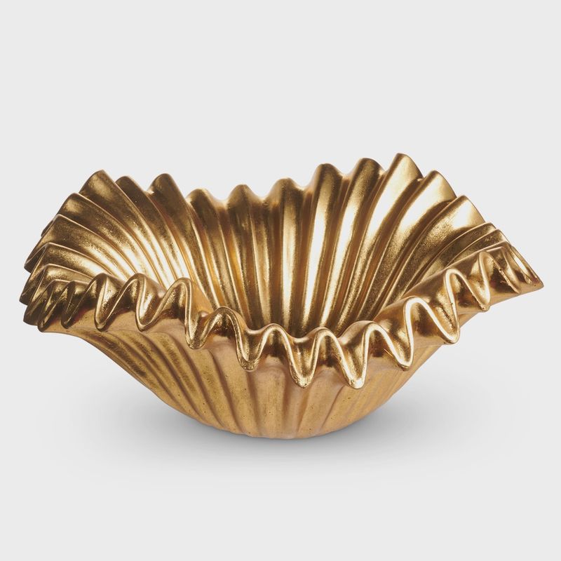 12" Gold Ruffled Bowl