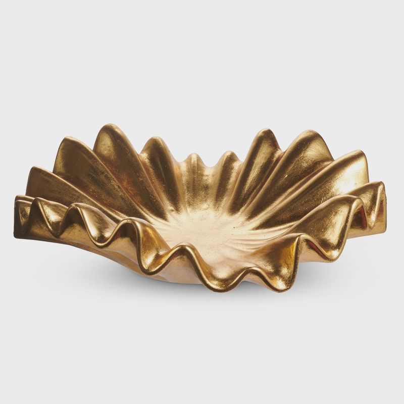 14" Gold Ruffled Bowl