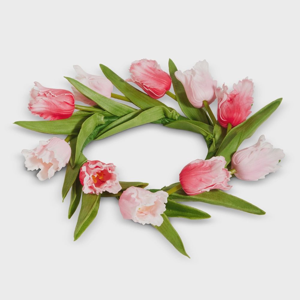 10.5" Pink Tulip Candle Ring