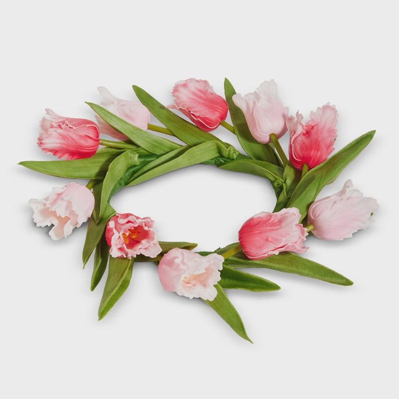 10.5" Pink Tulip Candle Ring