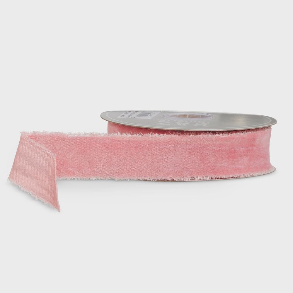 1.5" x 10 Yds Mauve Velvet Torn Edge Unwired Ribbon