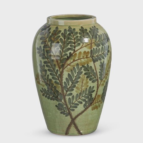 10" Painted Fern Green Vase