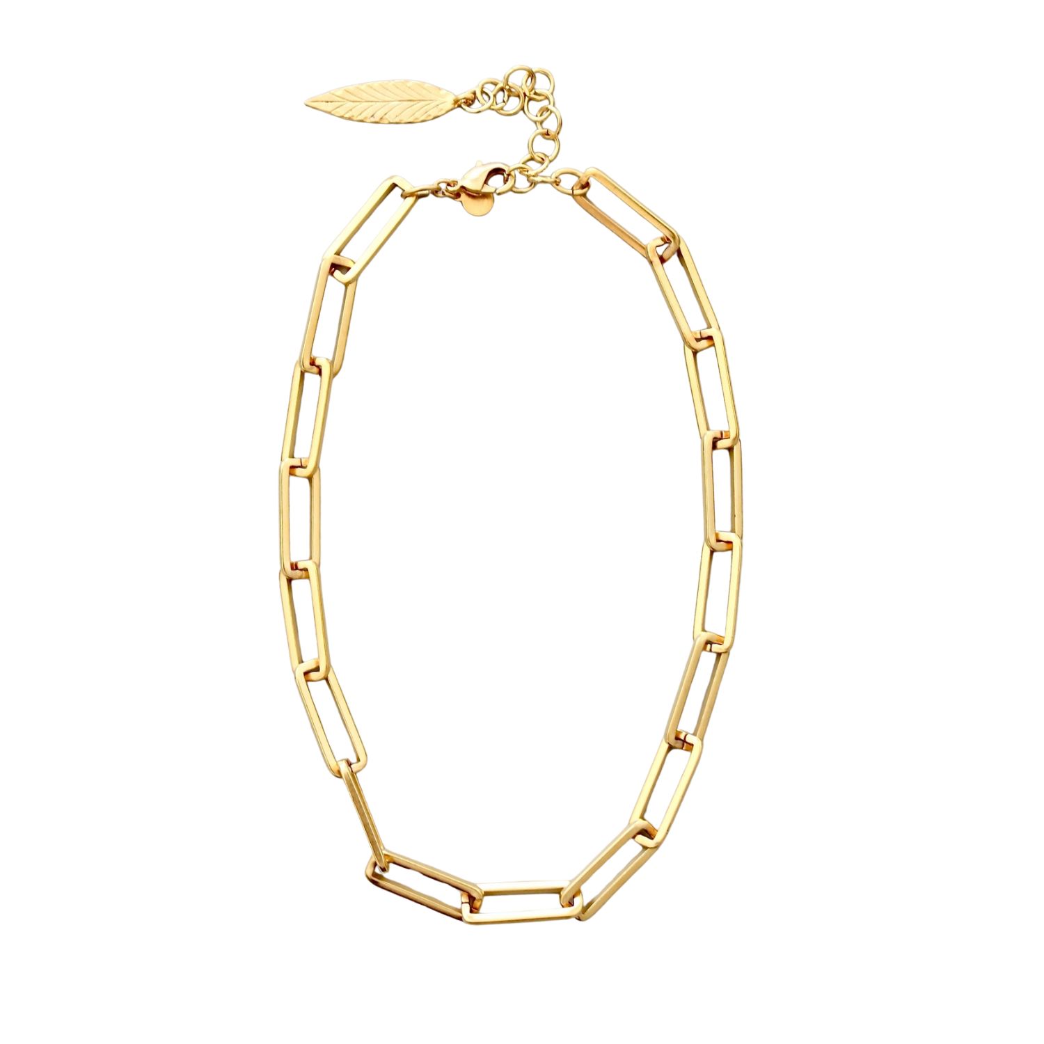 18k Matte Gold Paperclip Chain Necklace
