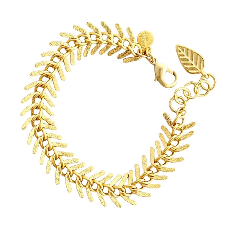 18k Matte Gold Fish Bone Bracelet