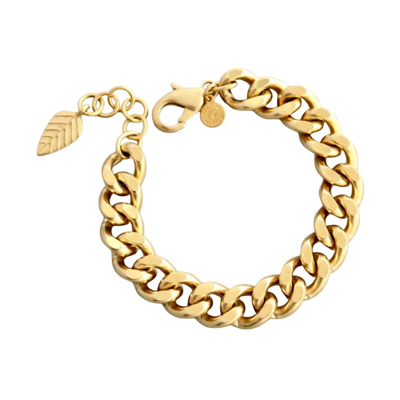 18k Matte Gold Curb Chain Bracelet