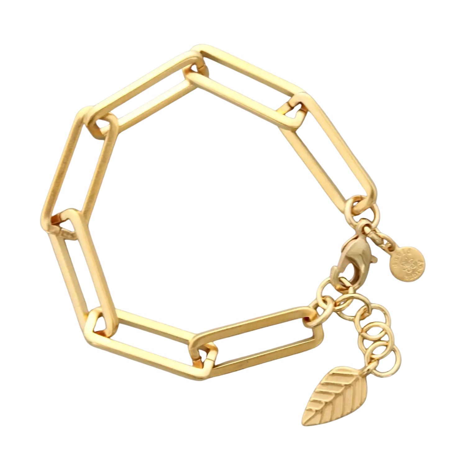 18k Matte Gold Paperclip Chain Bracelet