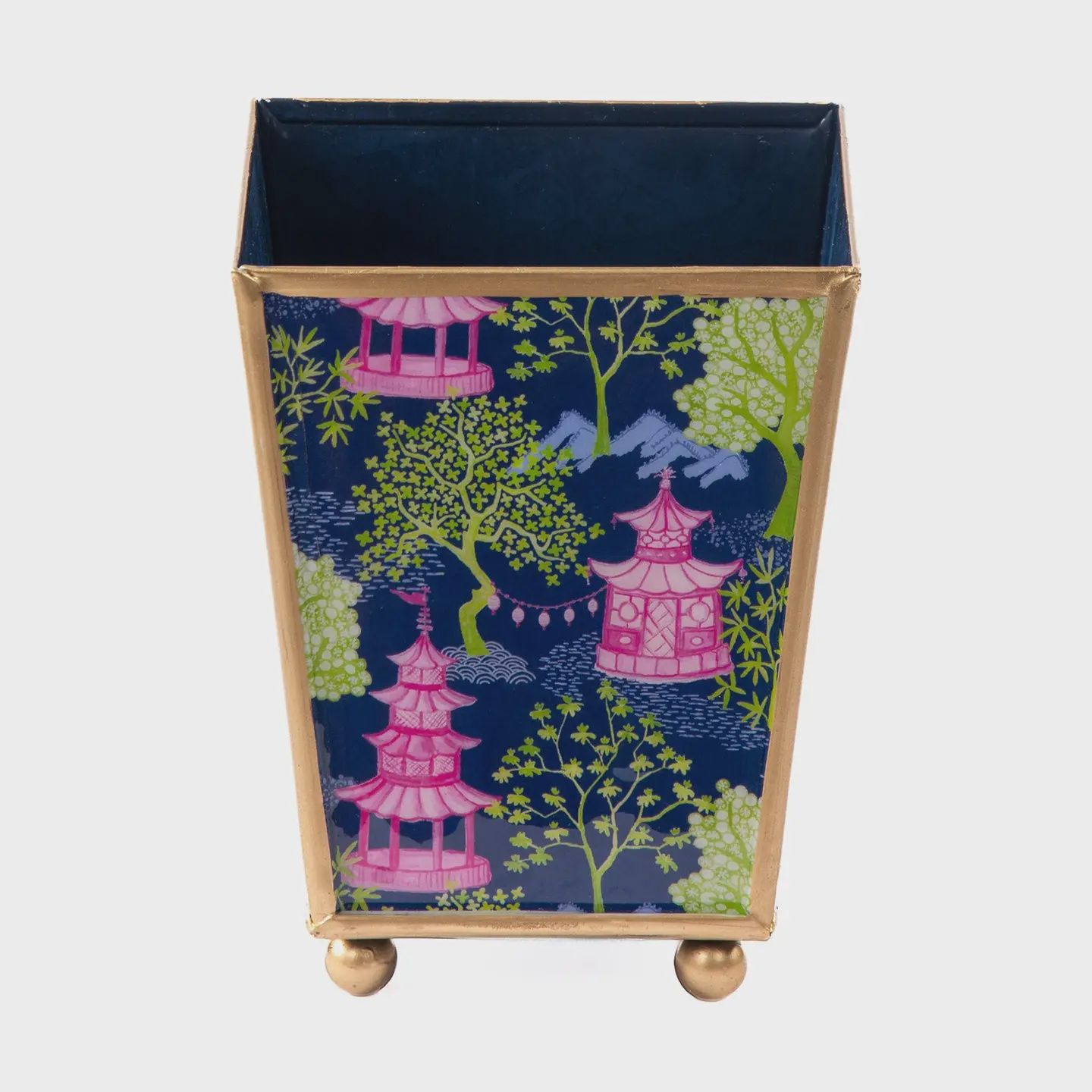 Garden Party Enameled Square Cachepot Planter