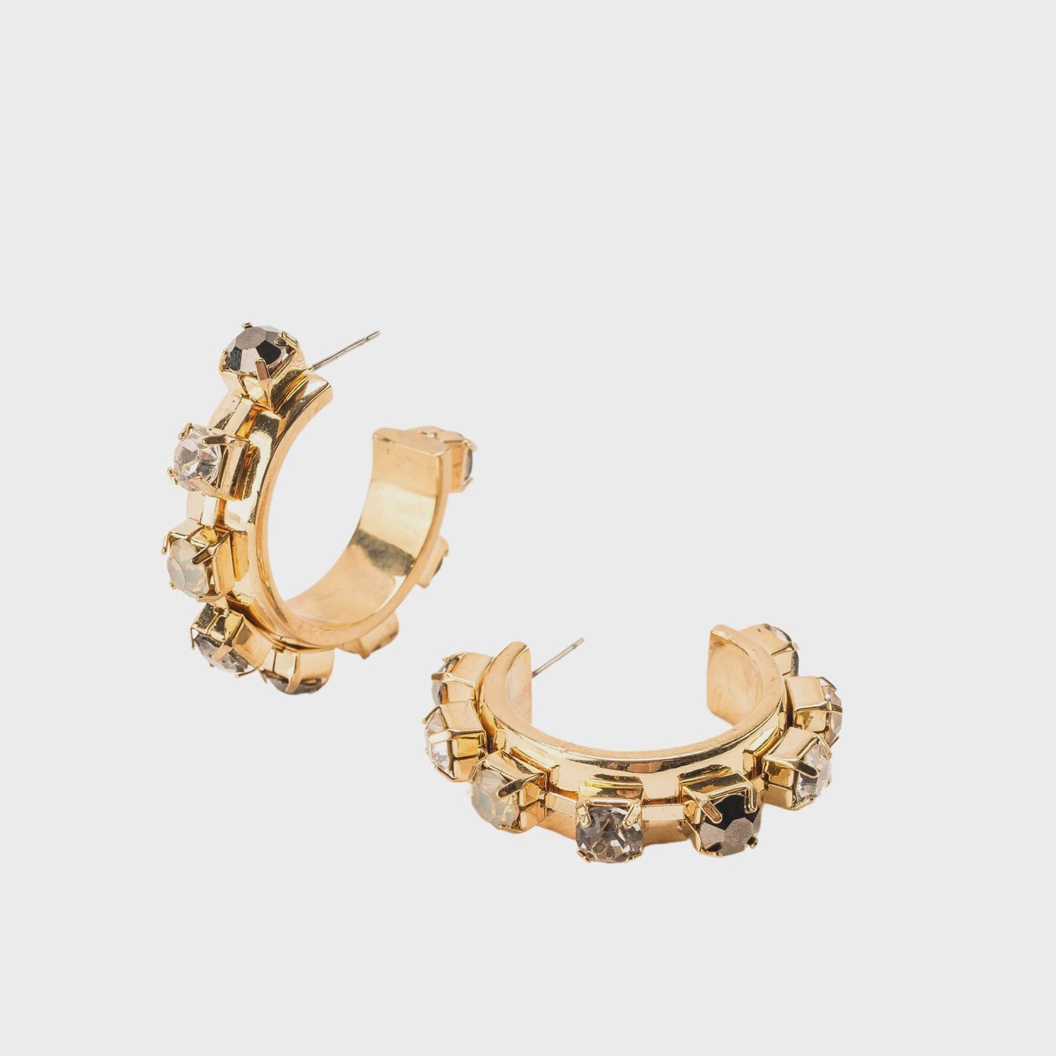 Camille Crystal Hoop Earrings | Grey Multi