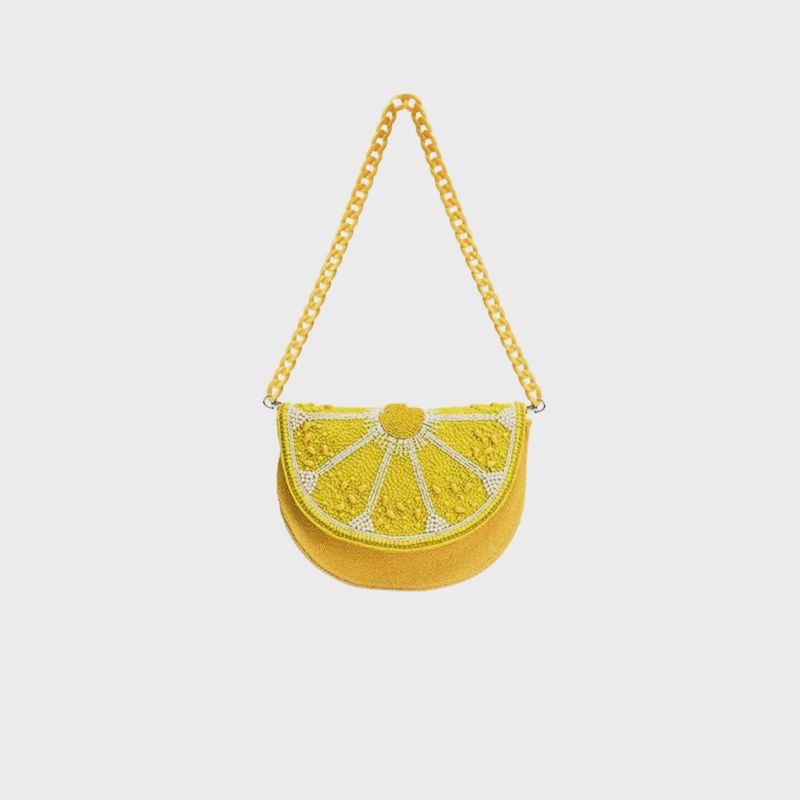 Couture Crescent Lemon Shoulder Bag