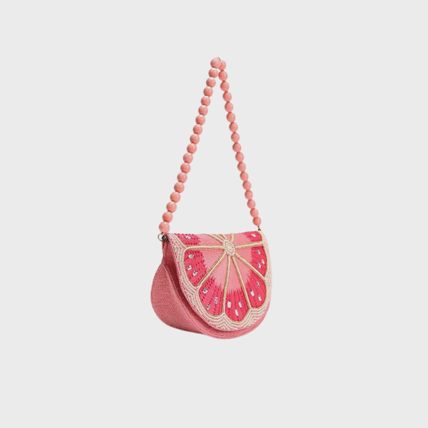 Cresent Pink Lemon Embellished Shoulder Bag