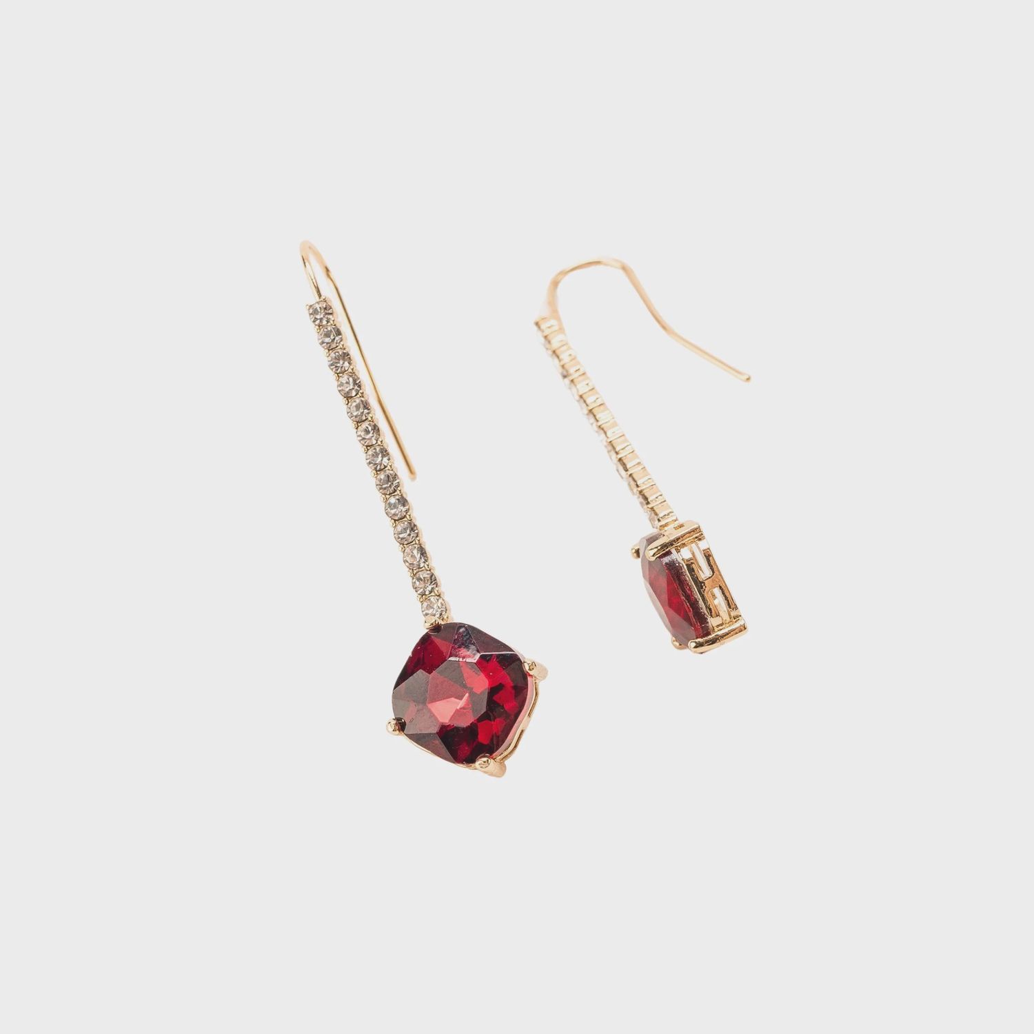 Brooke Crystal Drop Earrings | Red