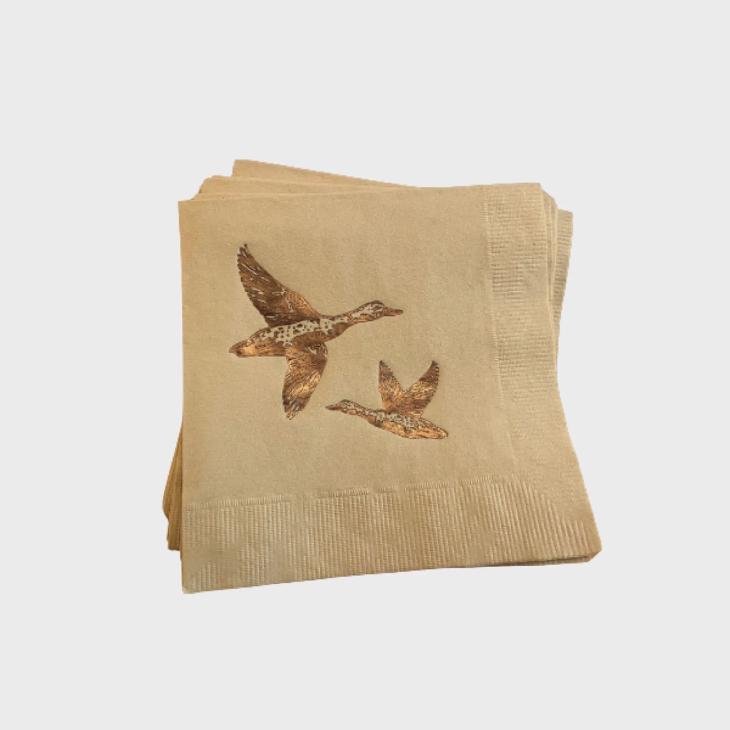 Ducks Gold Foil on Taupe Party Napkins – Set of 20
