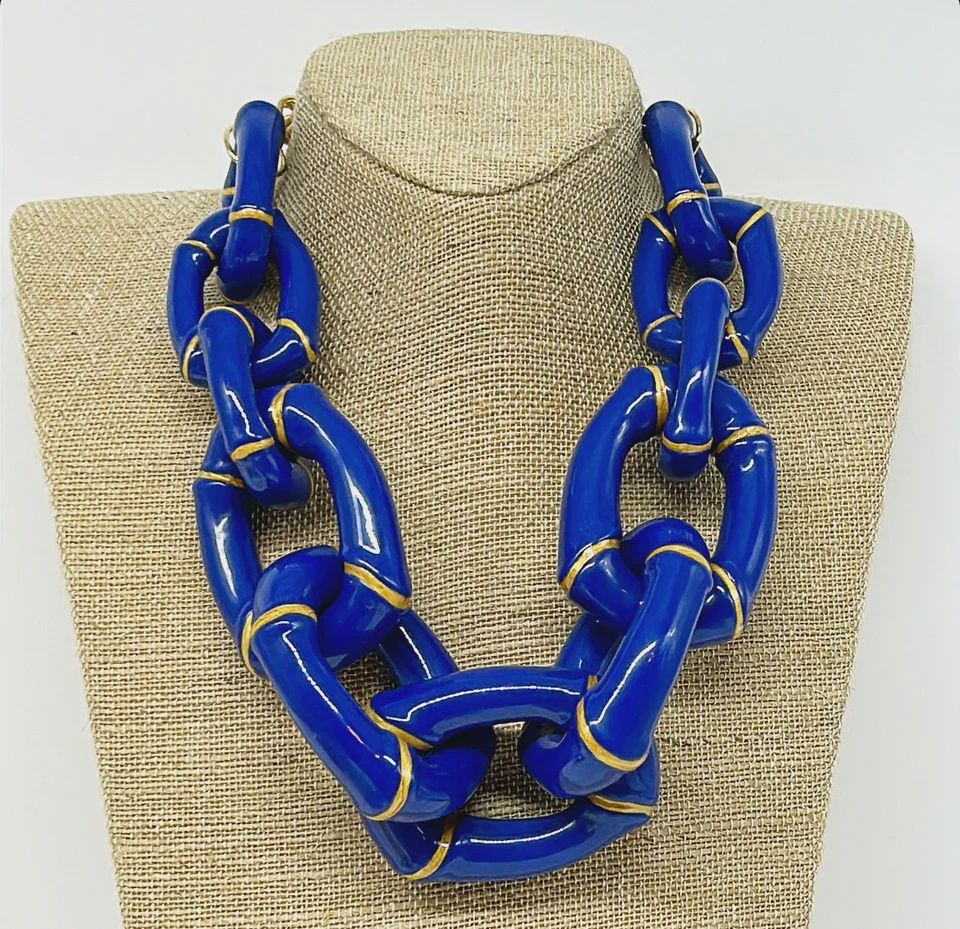 Parker Kennedy- The Michelle Blue Bamboo Link Necklace