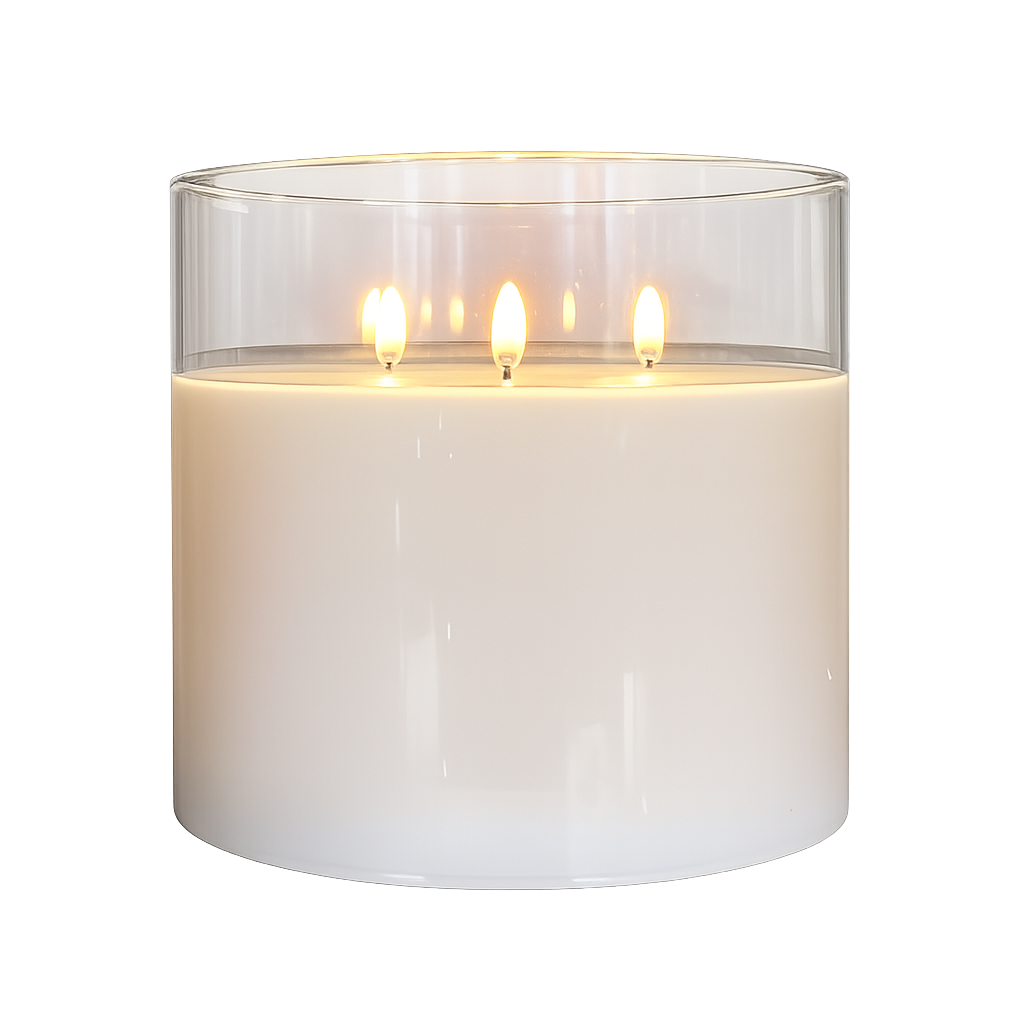 Radiance Ember Tri-Wick Candle, Simply Ivory | 8" x 6"