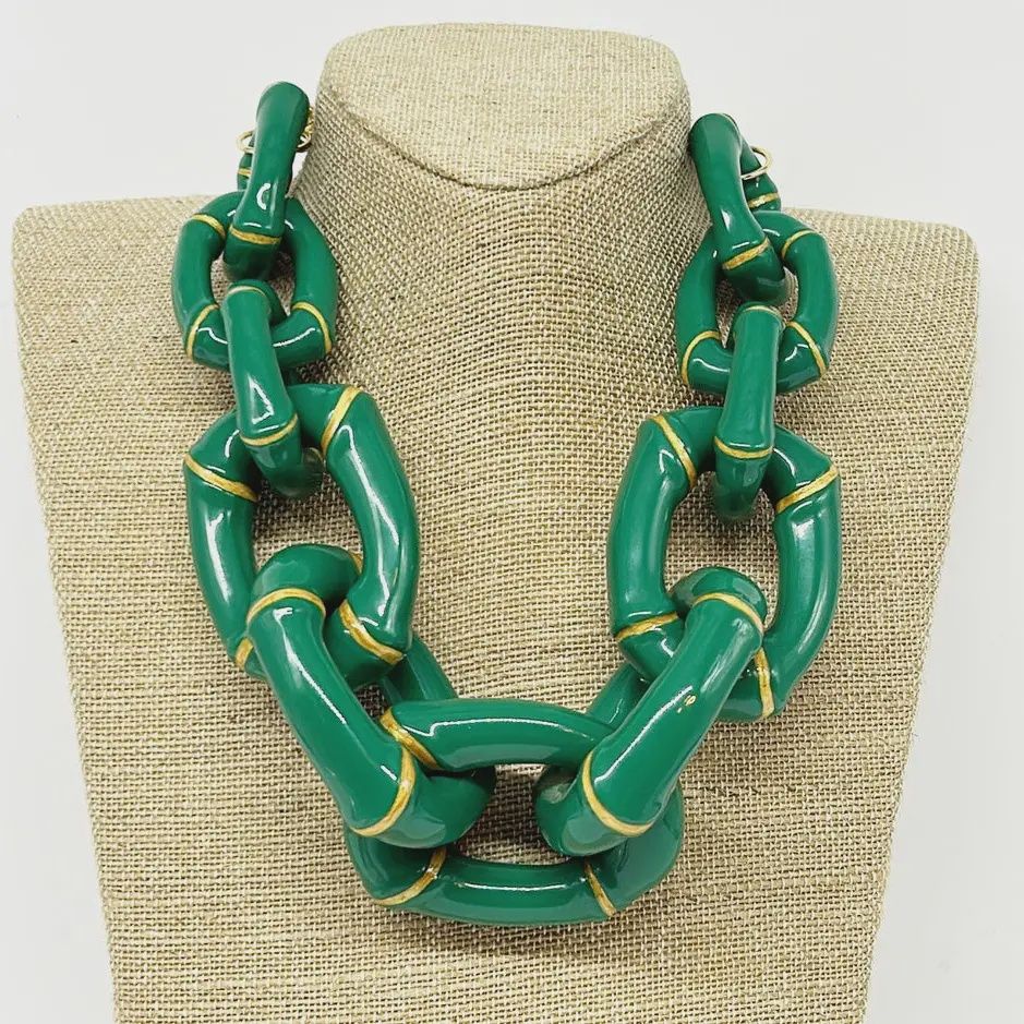 Parker Kennedy- "The Michelle" Bamboo Link Necklace - Green
