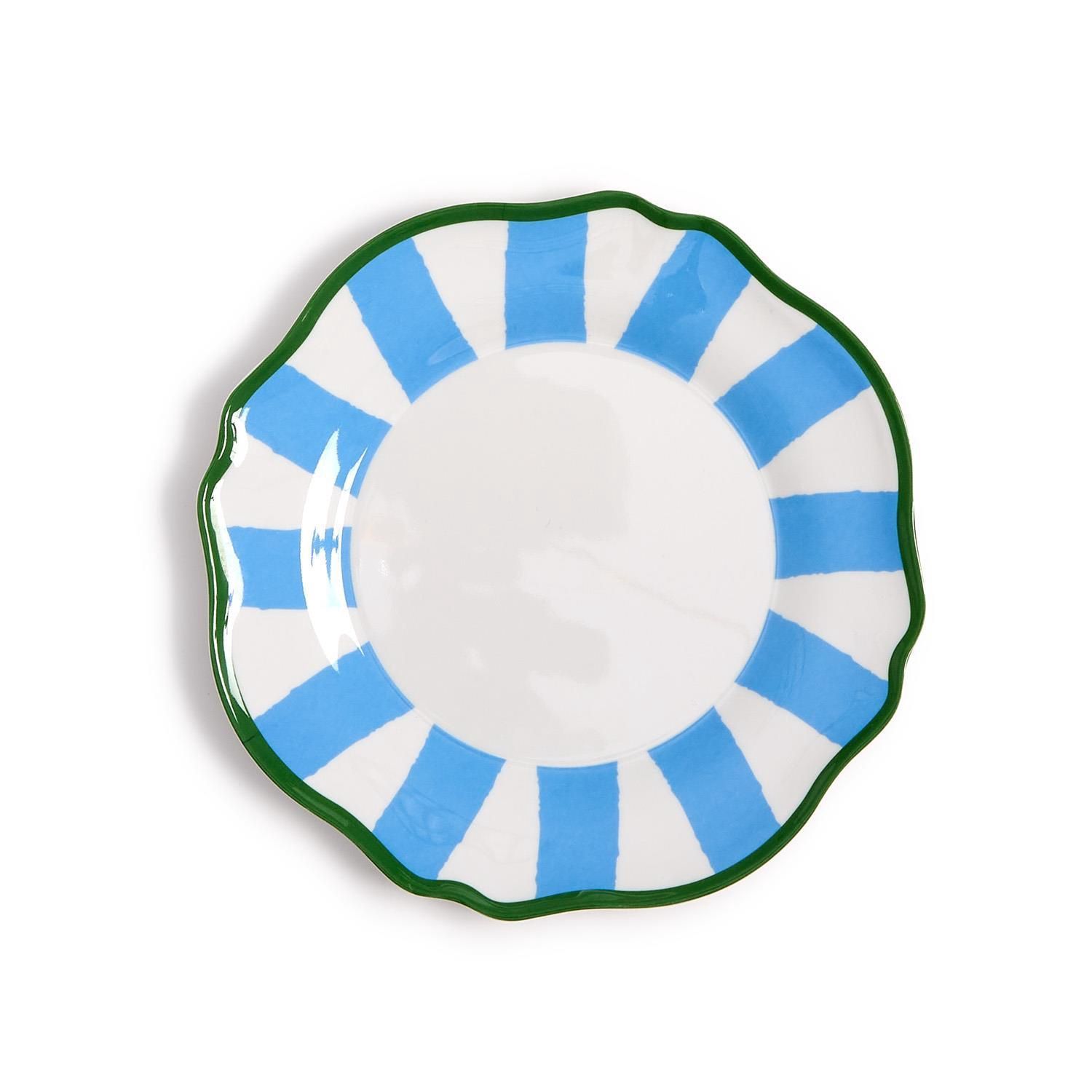 Blue Striped Salad / Dessert Plates