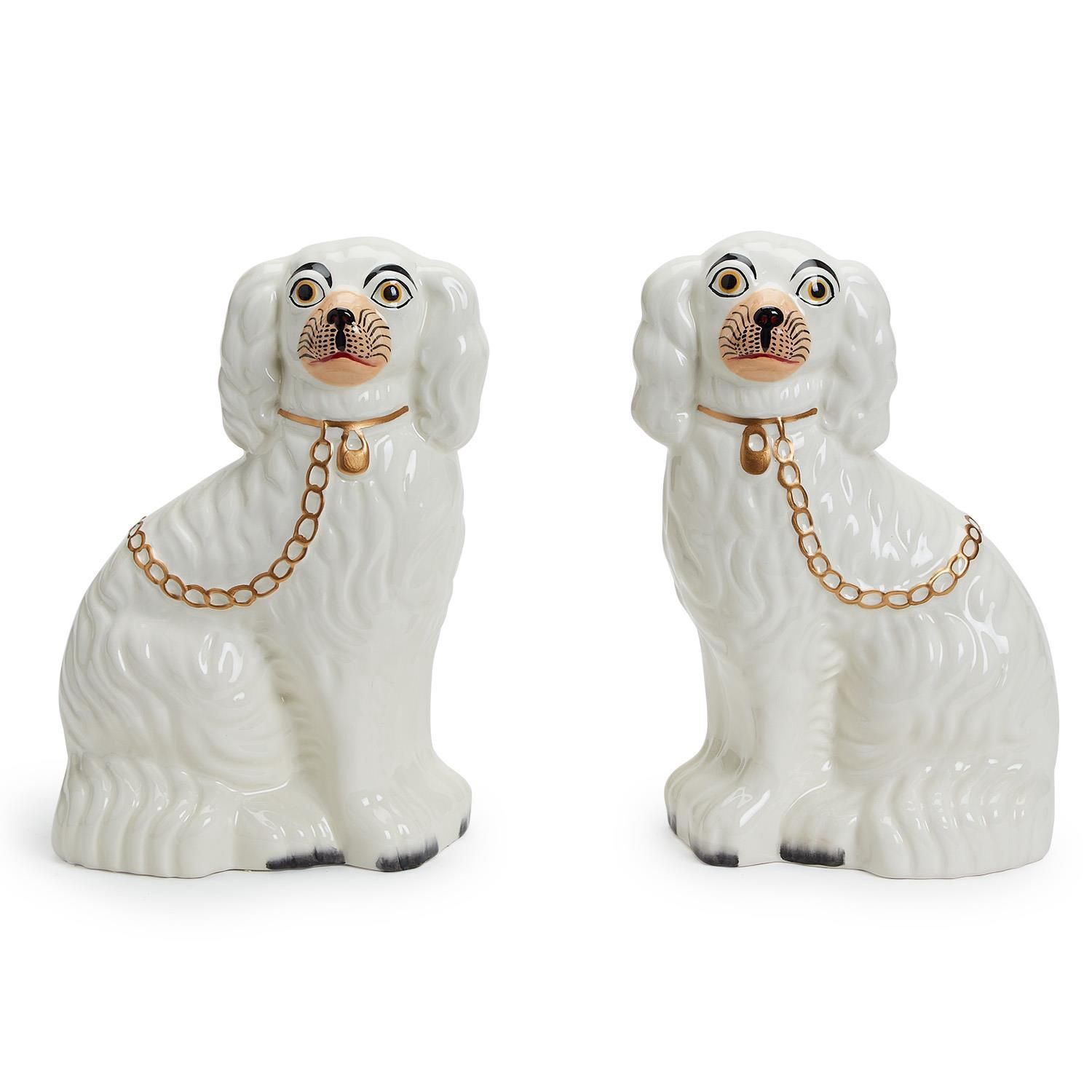 White Staffordshire Dog Statues- 2 Options
