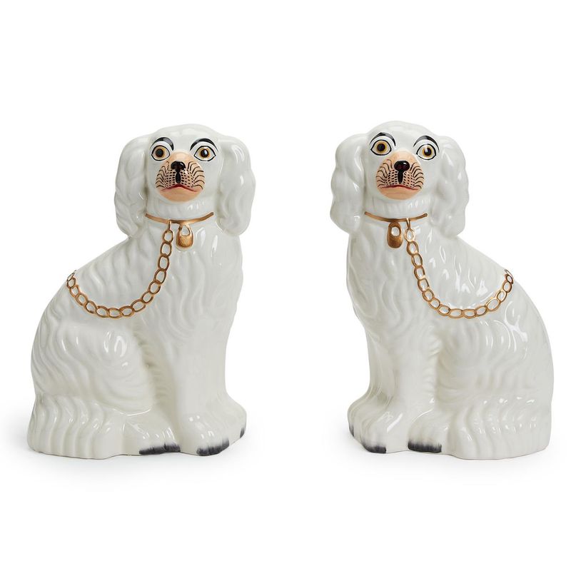 White Staffordshire Dog Statues- 2 Options