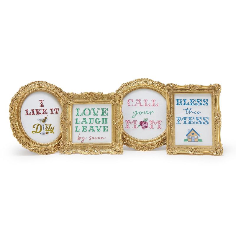 Embroidered Cross Stitch Framed Wall Art- 4 Styles