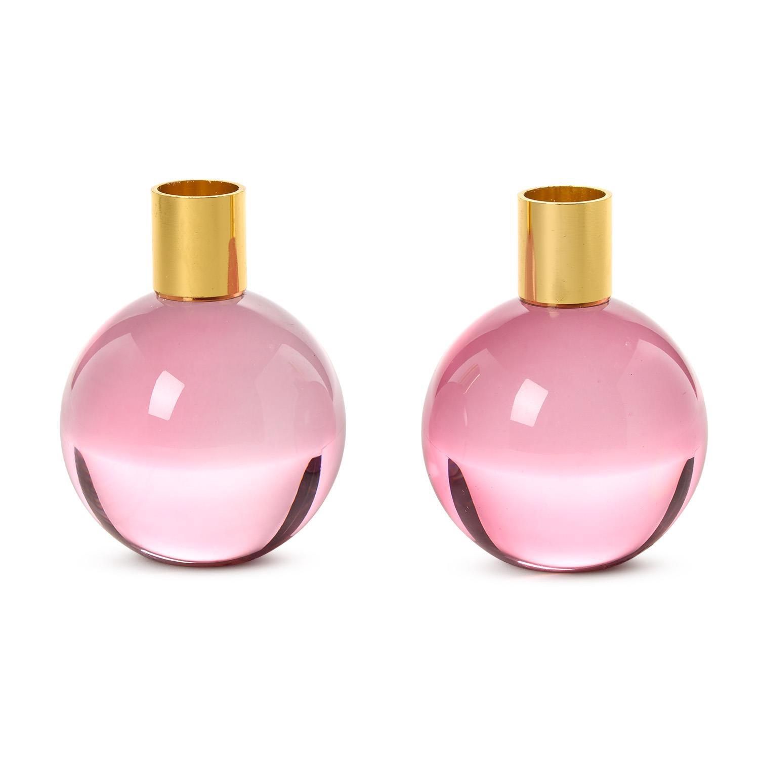 Ball Pink Taper Candleholder