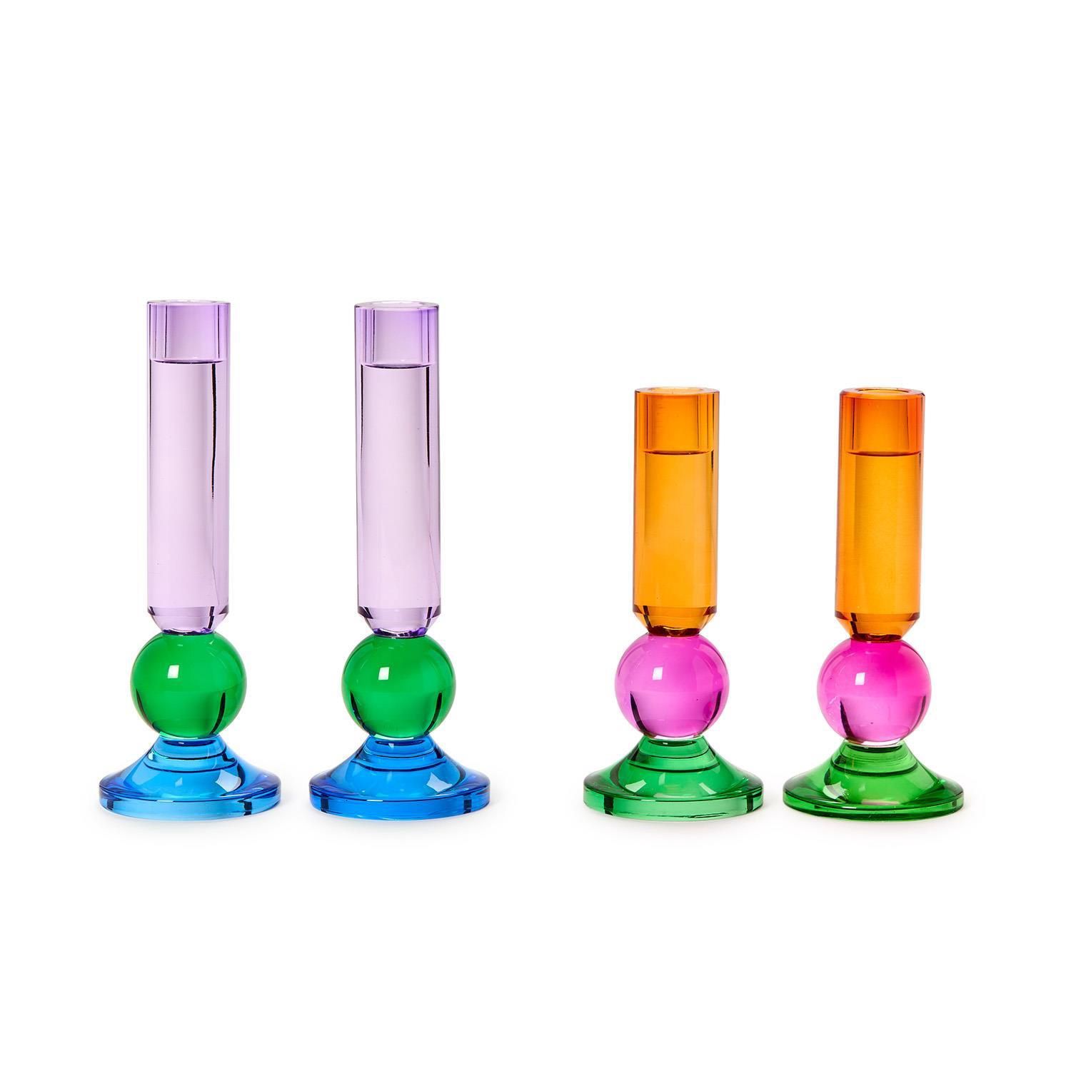 Glass Taper Candlestick Candleholders- 2 Colors